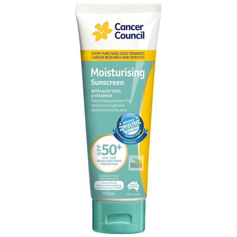 [Expiry: 10/2026] Cancer Council Moisturising Sunscreen SPF 50+ Tube 110mL