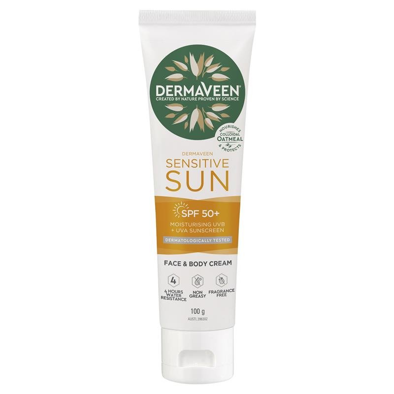 [Expiry: 11/2026] Dermaveen Sensitive Sun SPF 50+ Moisturising Sunscreen Face & Body 100g