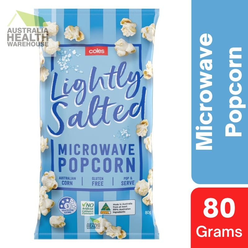 [CLEARANCE Expiry: 22/04/2025] Coles Lightly Salted Microwave Popcorn 80g