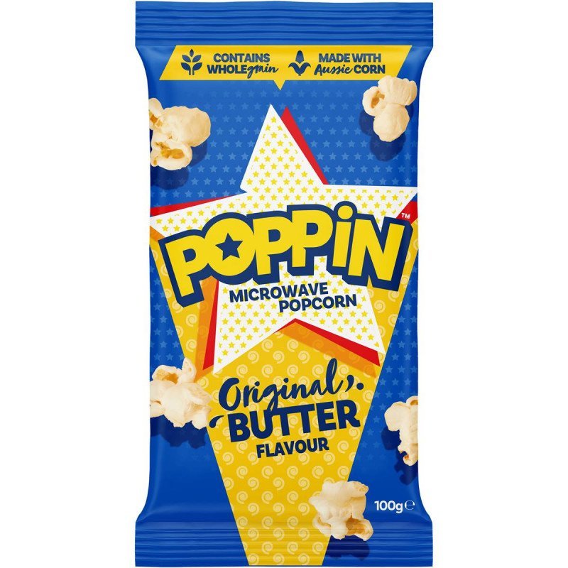 [Expiry: 20/02/2026] Poppin Microwave Popcorn Original Butter Flavour 100g