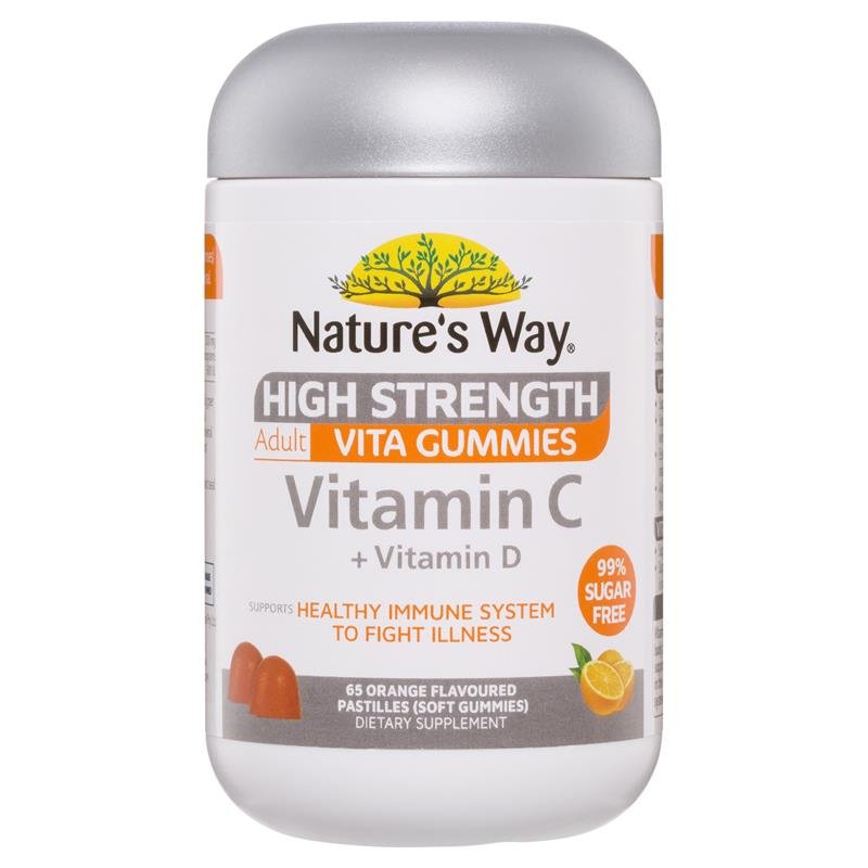 [CLEARANCE] Nature's Way High Strength Adult Vita Gummies Vitamin C + Vitamin D 65 Pastilles January 2024