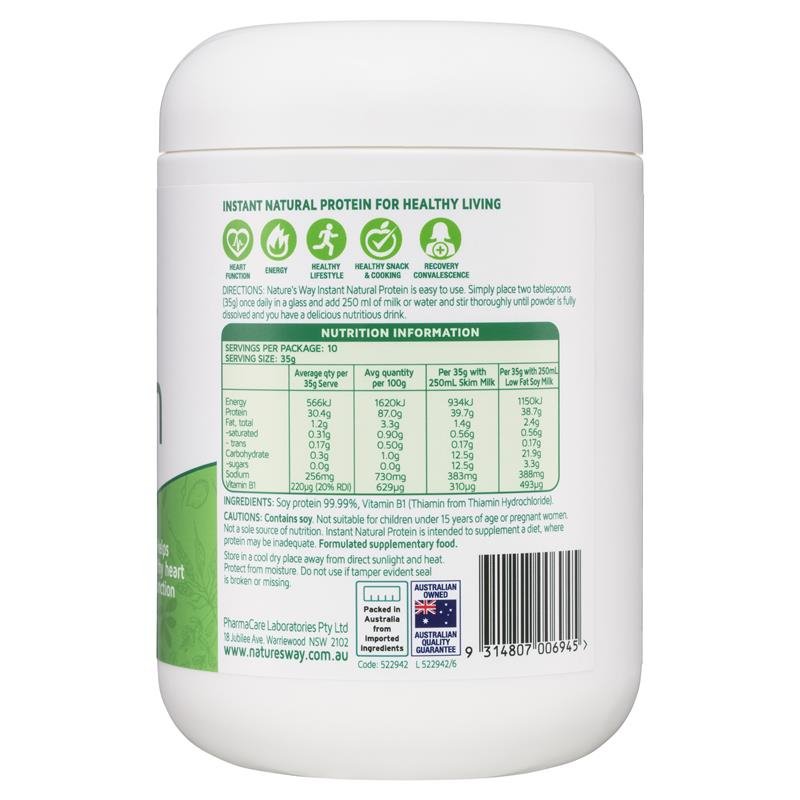 [Expiry: 06/2025] Nature's Way Instant Natural Protein Plant-Based Powder Unflavoured 375g