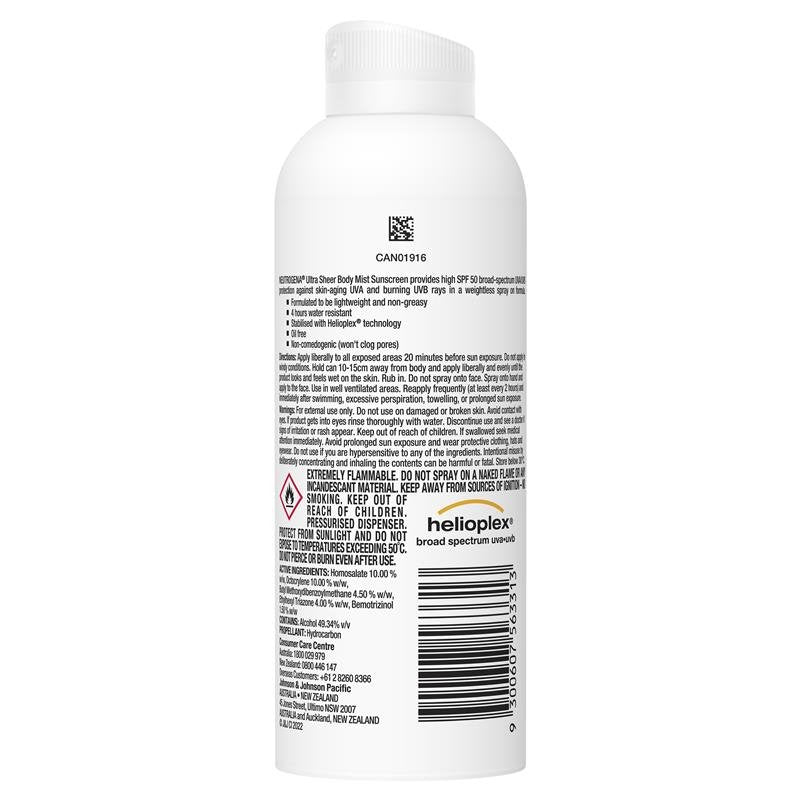 [Expiry: 12/2024] Neutrogena Ultra Sheer Body Mist Sunscreen SPF 50 140g