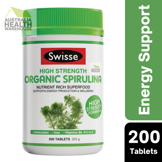 [CLEARANCE Expiry: 04/2025] Swisse Ultiboost High Strength Organic Spirulina 200 Tablets