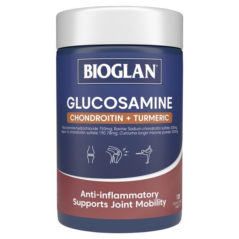 [Expiry: 08/2027] Bioglan Glucosamine + Chondroitin + Turmeric 120 Tablets