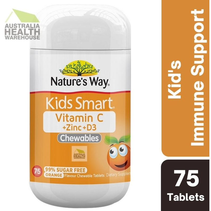 [Expiry: 05/2026] Nature's Way Kids Smart Vitamin C + Zinc & D3 Chewables 75 Tablets