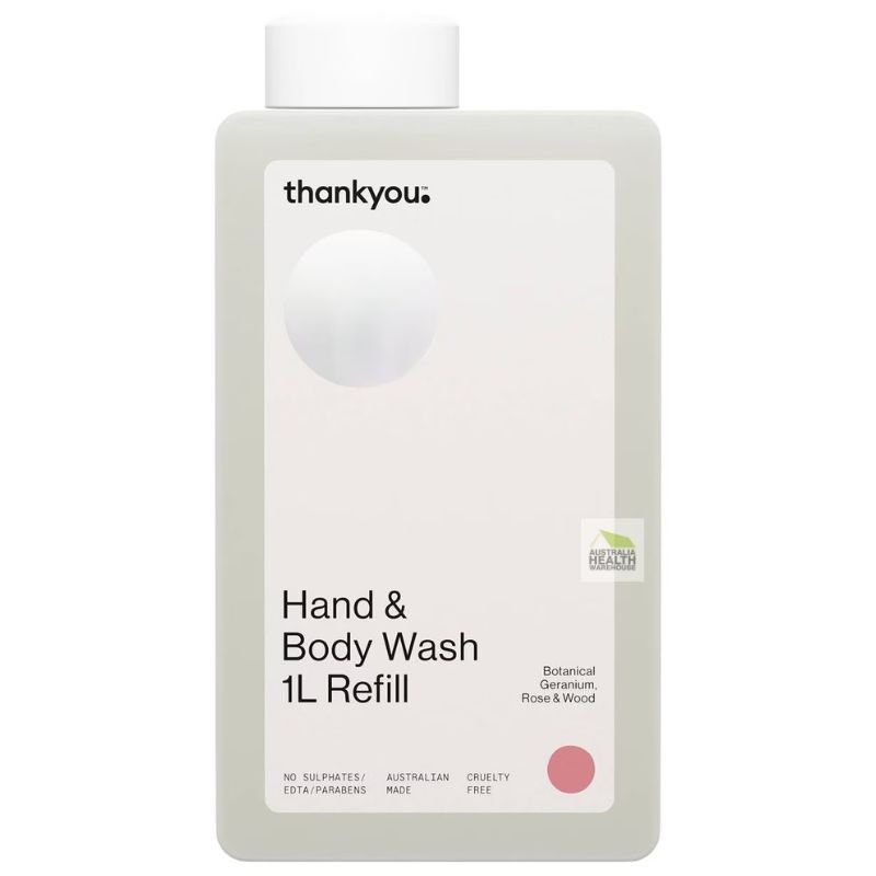 Thankyou Hand & Body Wash Geranium, Rose & Wood 1 Litre Refill