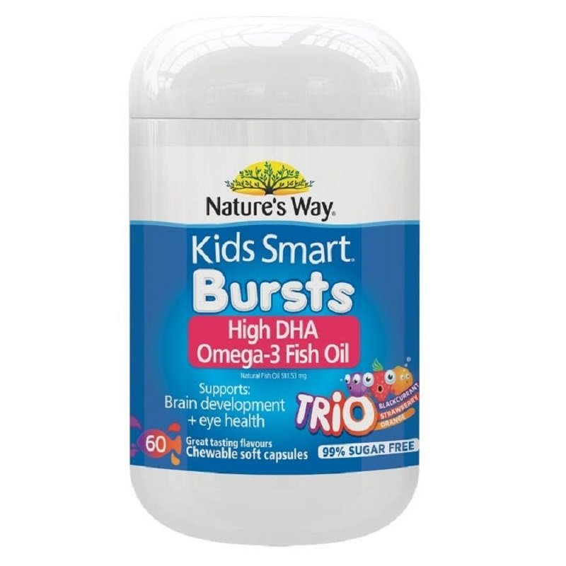 [Expiry: 09/2025] Nature's Way Kids Smart Bursts High DHA Omega-3 Fish Oil Trio 60 Capsules