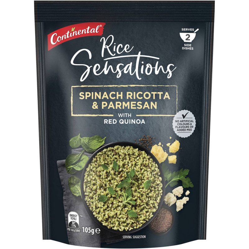 [CLEARANCE EXPIRY: 24/04/2024] Continental Rice Sensations Spinach Ricotta & Parmesan with Red Quinoa 105g