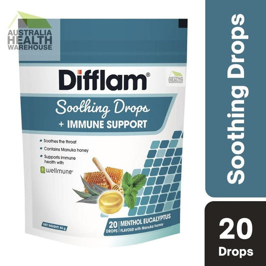 [CLEARANCE Expiry: 04/2025] Difflam Soothing Drops + Immune Support Menthol Eucalyptus 20 Drops