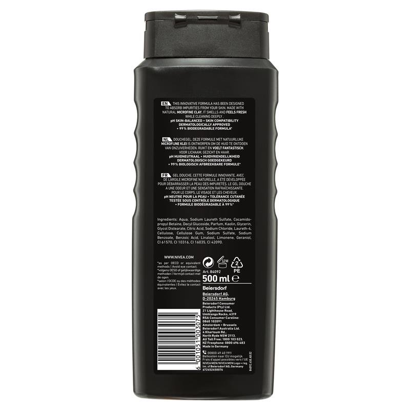 [CLEARANCE Expiry: 04/2025] Nivea Men Deep Clean Shower Gel 500mL