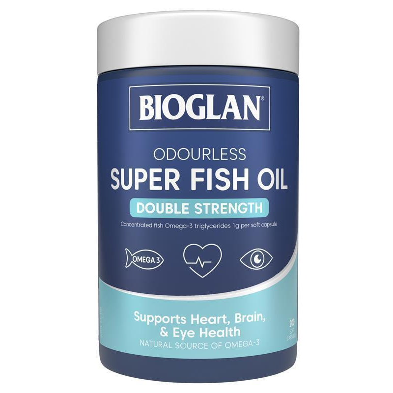 [Expiry: 07/2026] Bioglan Odourless Super Fish Oil Double Strength 200 Capsules