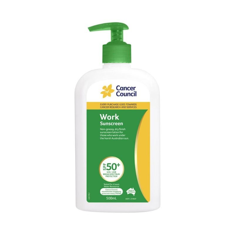 [Expiry: 10/2025] Cancer Council Work Pump Sunscreen SPF 50+ 500mL