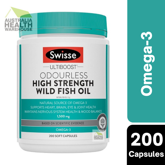 [Expiry: 02/2026] Swisse Ultiboost Odourless High Strength Wild Fish Oil 1500mg 200 Capsules