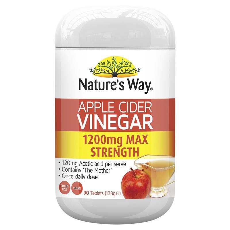 [Expiry: 01/2027] Nature's Way Apple Cider Vinegar 1200mg Max Strength 90 Tablets