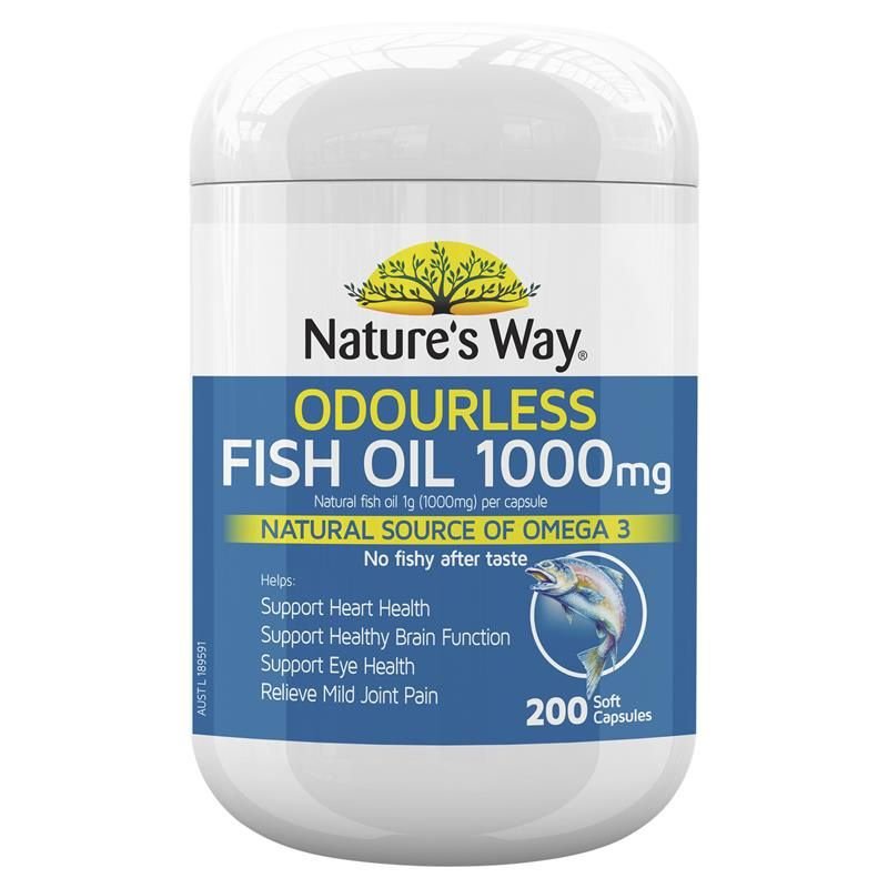 [Expiry: 12/2025] Nature's Way Fish Oil Odourless 1000mg 200 Capsules