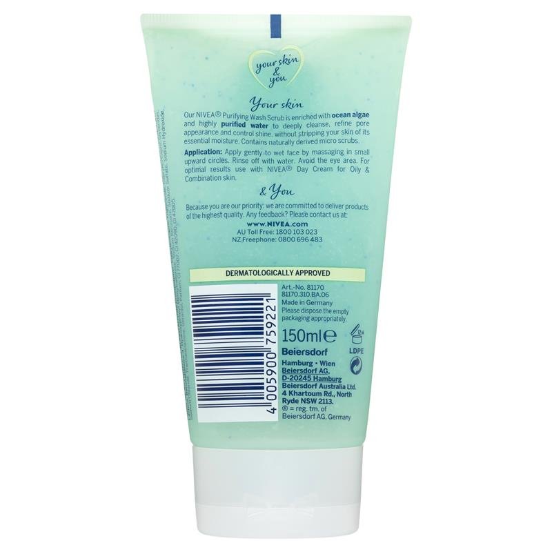 Nivea Purifying Face Wash Scrub - Oily & Combination Skin 150mL