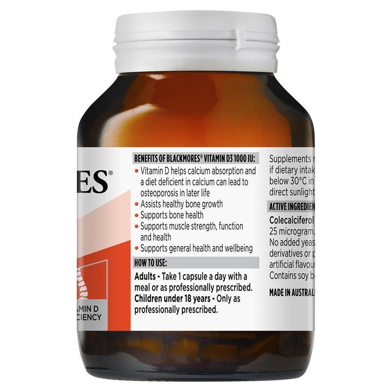 [Expiry: 06/2025] Blackmores Vitamin D3 1000IU 200 Capsules