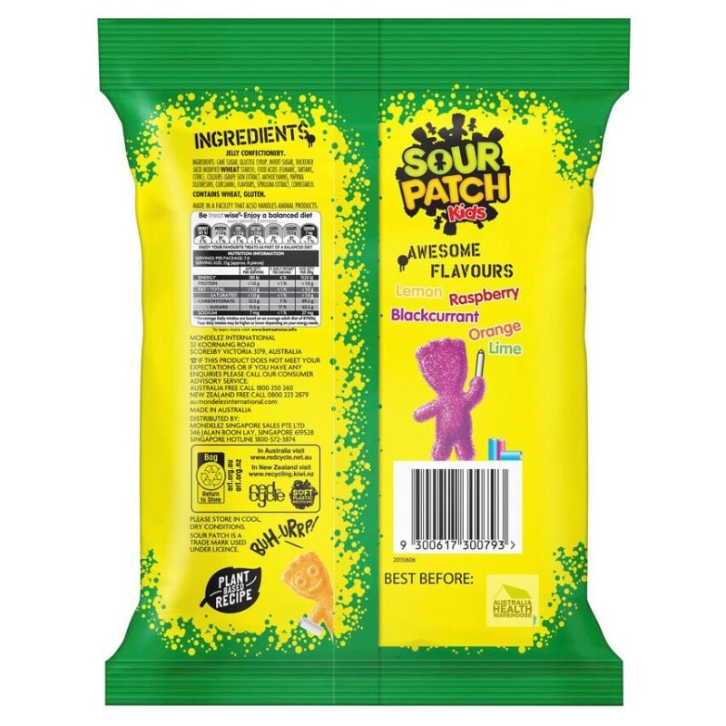 [CLEARANCE Expiry: 24/01/2025] Sour Patch Kids Lollies 190g