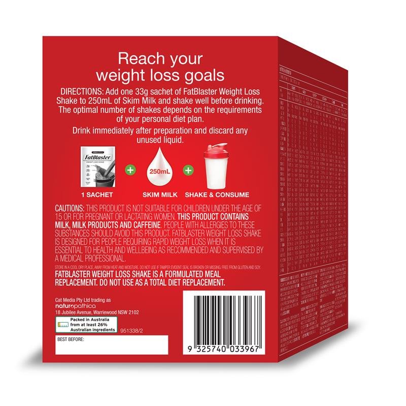 [CLEARANCE Expiry: 30/06/2024] Naturopathica Fatblaster Weight Loss Shake Variety Pack 14 x 33g Sachets