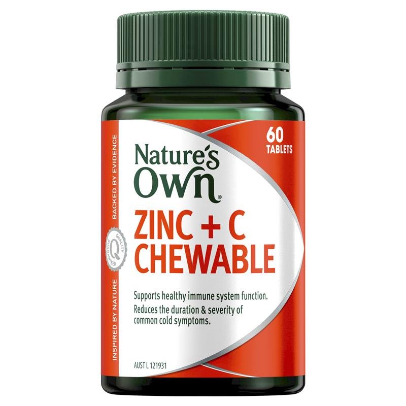 [CLEARANCE Expiry: 04/2025] Nature's Own Zinc + C Chewable 60 Tablets