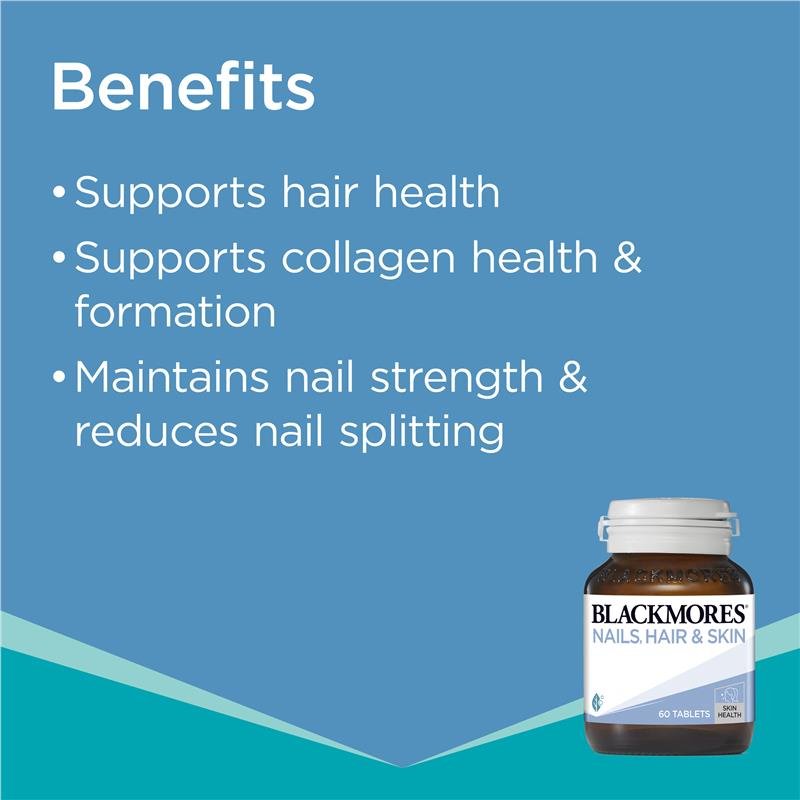 [CLEARANCE Expiry: 02/2025] Blackmores Nails Hair & Skin 60 Tablets