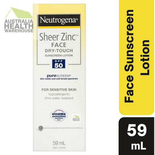 [CLEARANCE Expiry: 01/2025] Neutrogena Sheer Zinc Face Dry-Touch Sunscreen Lotion SPF50 59mL