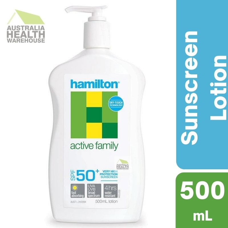 [Expiry: 02/2026] Hamilton SunScreen SPF 50+ Active Family Lotion 500mL