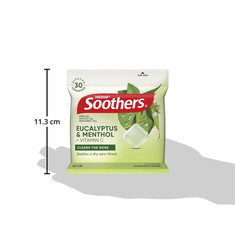 [Expiry: 05/2026] Soothers Eucalyptus & Menthol 3x10 Lozenges Multipack