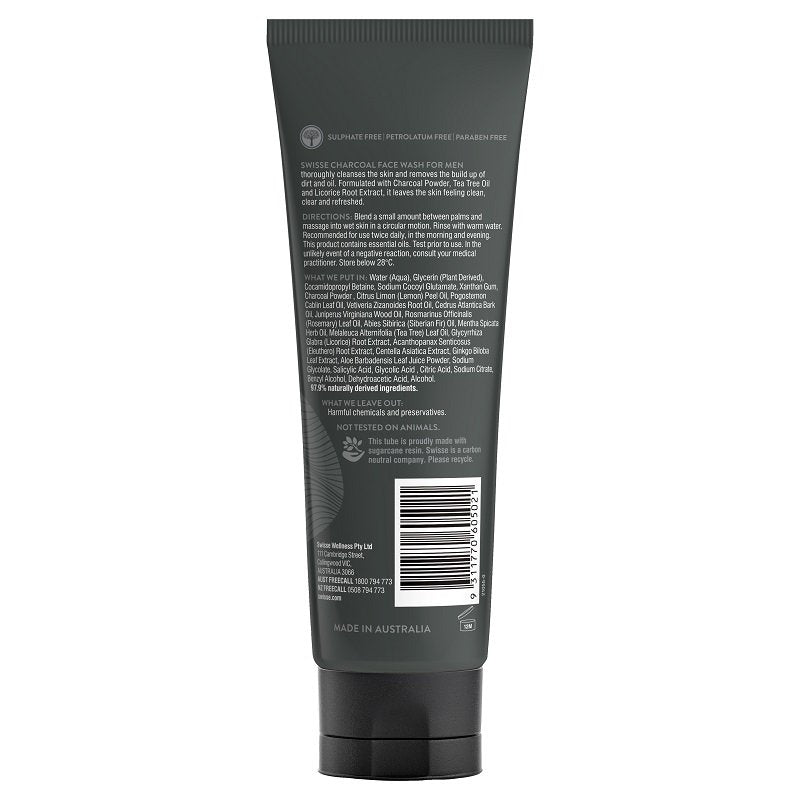 Swisse Skincare Charcoal Face Wash For Men 120mL