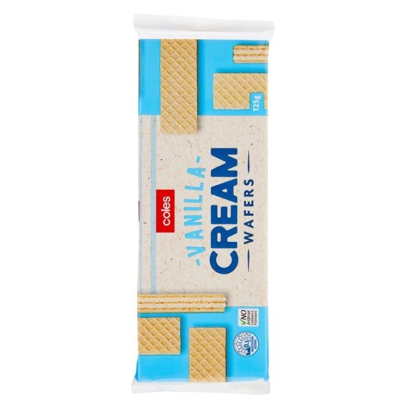 [CLEARANCE Expiry: 03/07/2024] Coles Vanilla Cream Wafers 125g