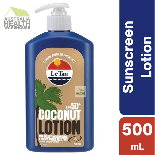 [CLEARANCE Expiry: 03/2025] Le Tan SPF 50+ Coconut Sunscreen Lotion 500mL