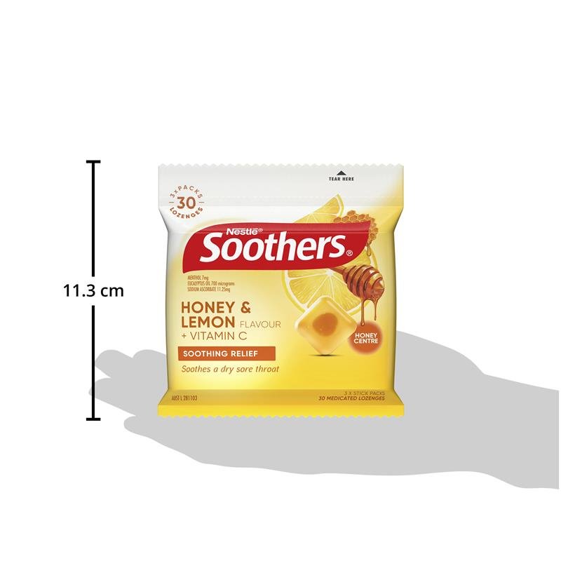 [CLEARANCE Expiry: 02/2025] Soothers Honey & Lemon 3x10 Lozenges Multipack