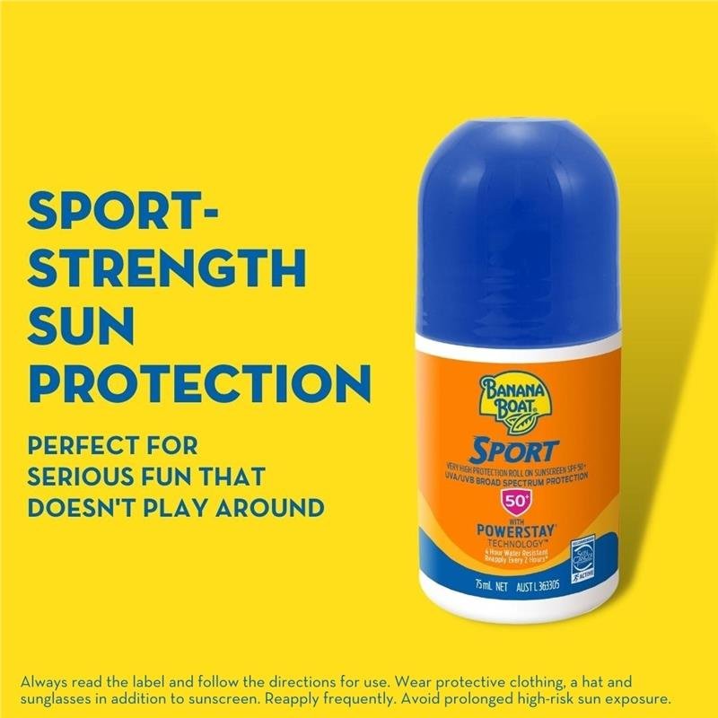 [Expiry: 11/2025] Banana Boat Sport Sunscreen Roll On SPF 50+ 75mL