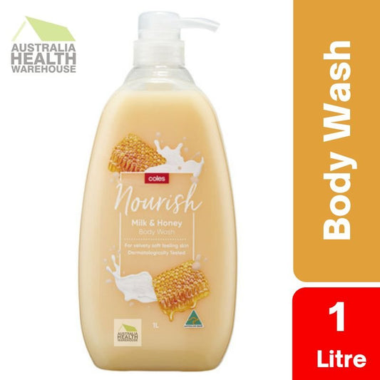 Coles Nourish Milk & Honey Body Wash 1 Litre