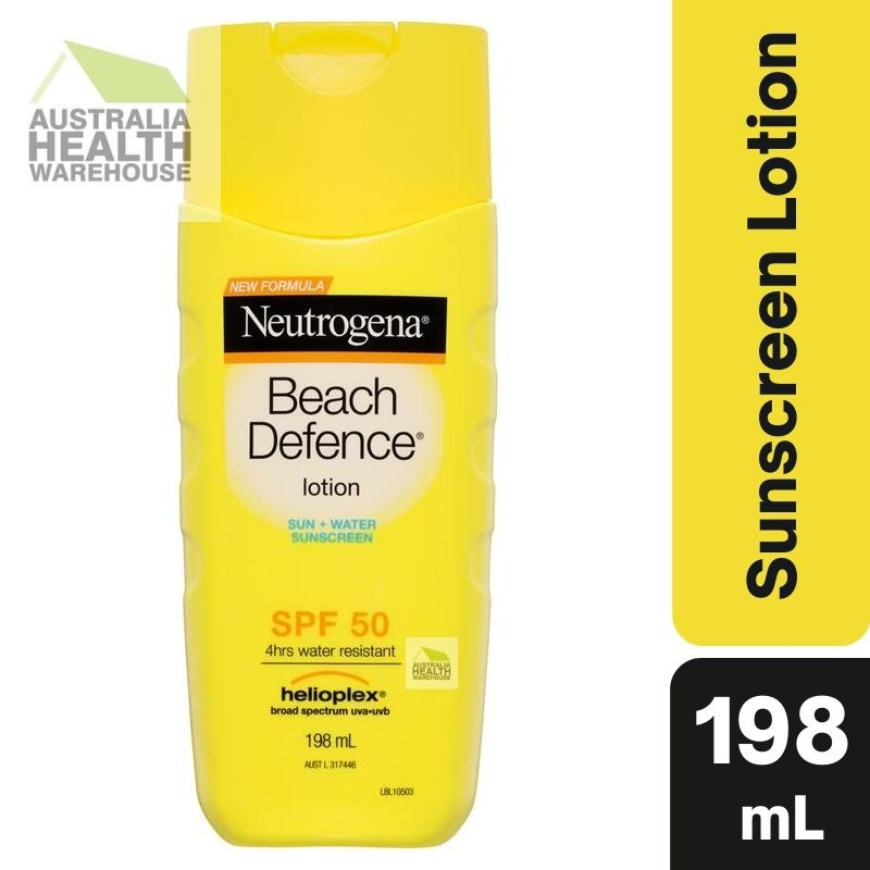 [Expiry: 10/2025] Neutrogena Beach Defence Sunscreen Water + Sun Barrier Lotion SPF 50 198mL