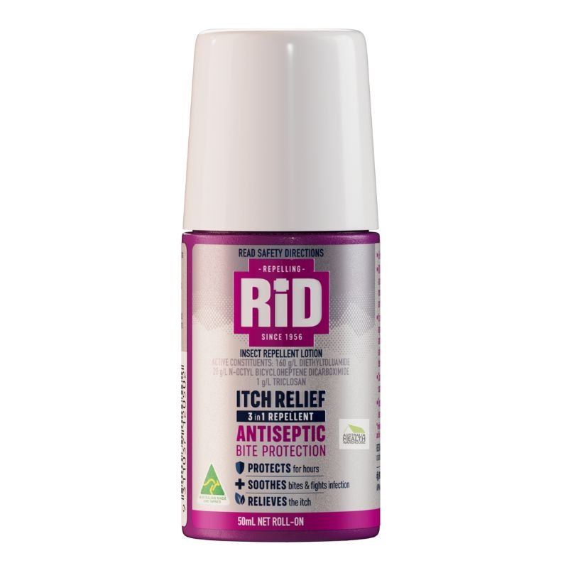 Rid Itch Relief 3 in 1 Antiseptic Bite Protection Insect Repellent Roll-On 50mL EXP:09/2026