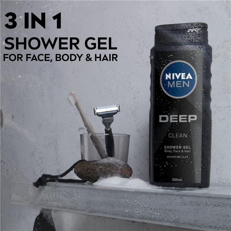 [CLEARANCE Expiry: 04/2025] Nivea Men Deep Clean Shower Gel 500mL