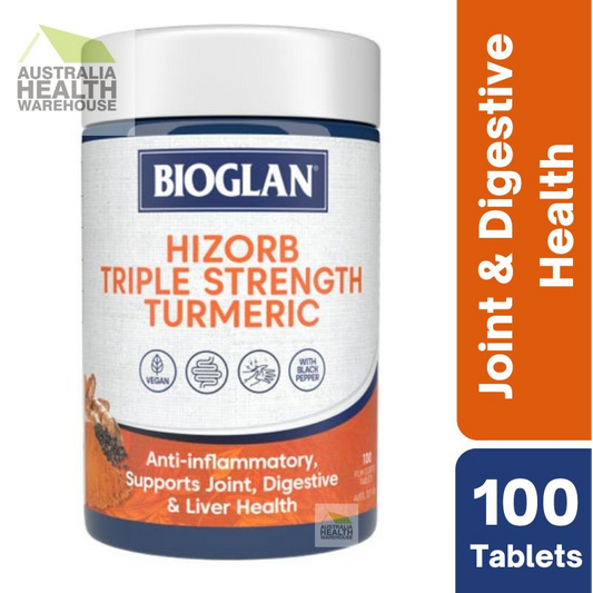 [Expiry: 04/2027] Bioglan HiZorb Triple Strength Turmeric 100 Tablets