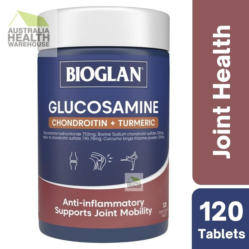 [Expiry: 08/2027] Bioglan Glucosamine + Chondroitin + Turmeric 120 Tablets