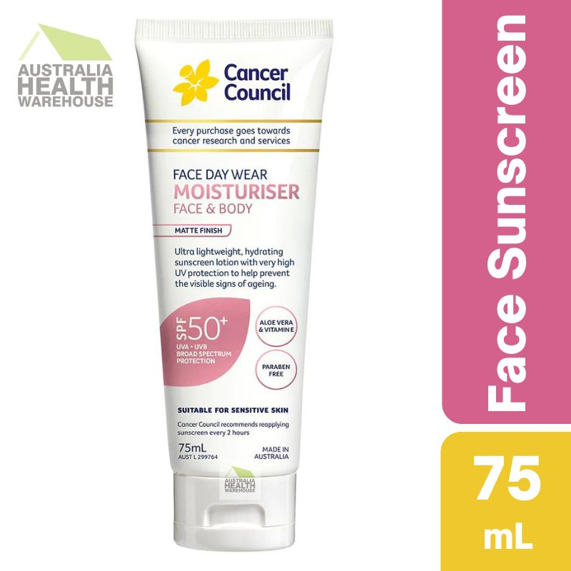 [Expiry: 09/2025] Cancer Council Face Day Wear Moisturiser Face & Body Matte Finish SPF 50+ 75mL (Pink)