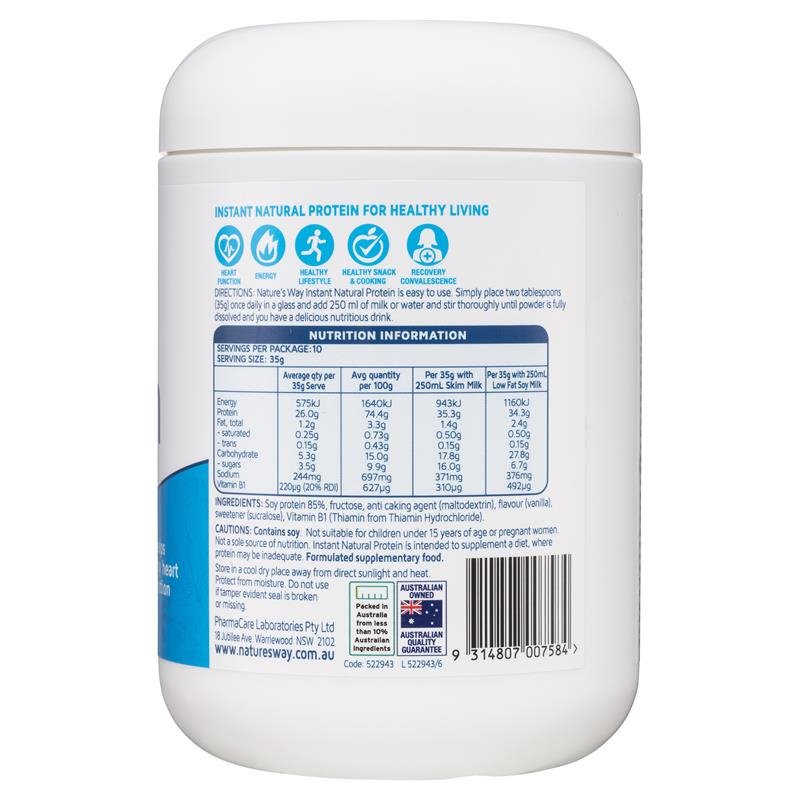 [Expiry: 06/2025] Nature's Way Instant Natural Protein Plant-Based Powder Vanilla Flavour 375g