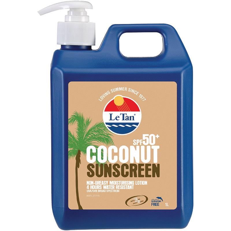 [Expiry: 10/2026] Le Tan SPF 50+ Coconut Sunscreen Lotion 1 Litre