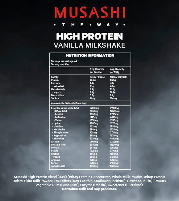 [Expiry: 02/07/2026] Musashi High Protein Vanilla 2kg