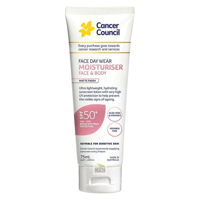 [Expiry: 09/2025] Cancer Council Face Day Wear Moisturiser Face & Body Matte Finish SPF 50+ 75mL (Pink)