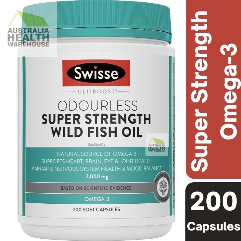 [Expiry: 09/2027] Swisse Ultiboost Odourless Super Strength Wild Fish Oil 2000mg 200 Capsules