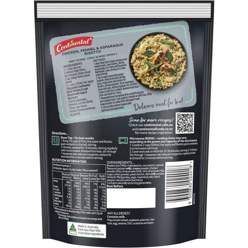 Continental Risotto Sensations Roast Chicken & Leek with Sage & Rosemary 115g [3 October 2024]