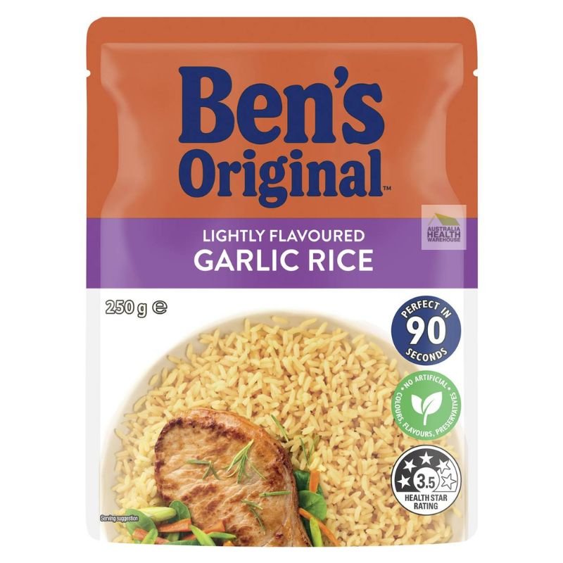 [CLEARANCE Expiry: 05/08/2024] Ben's Original Lightly Flavour Garlic Rice Microwave Rice Pouch 250g