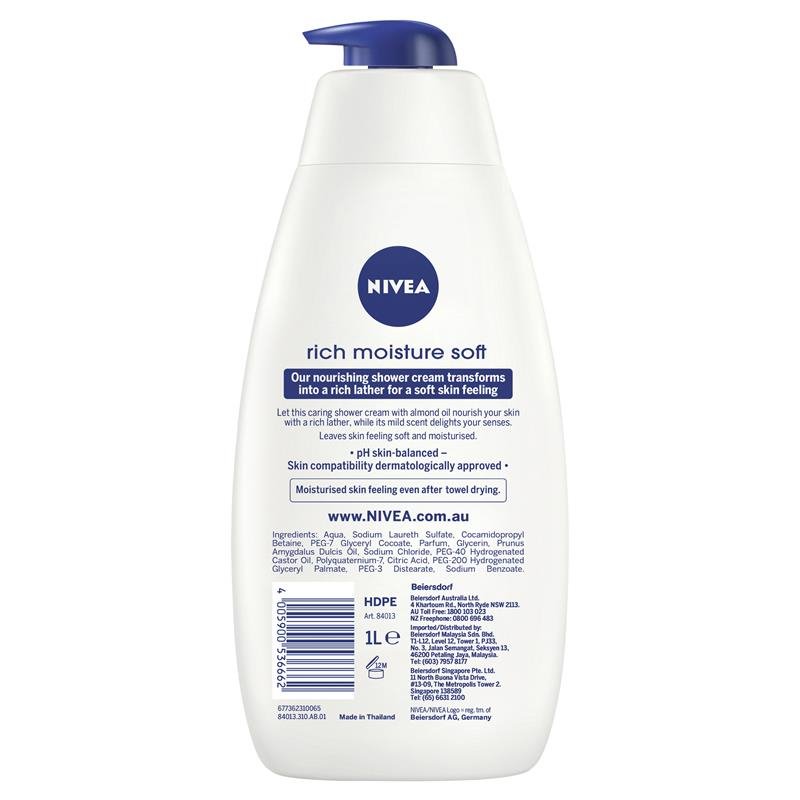 Nivea Rich Lather Soft & Almond Oil Body Wash 1 Litre