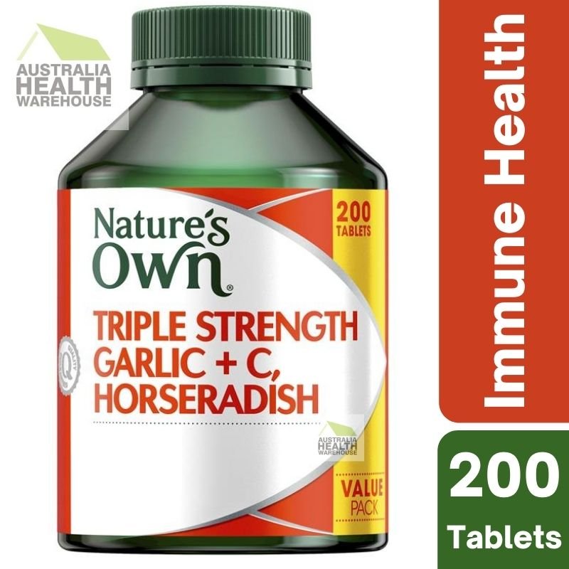 [Expiry: 04/2027] Nature's Own Triple Strength Garlic + C, Horseradish 200 Tablets